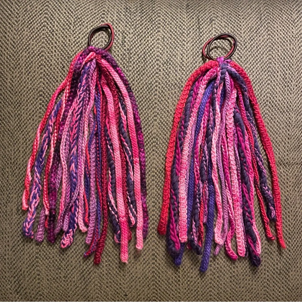 TWO Hair Falls Ponytails, Pink / Purple / Red, Wool